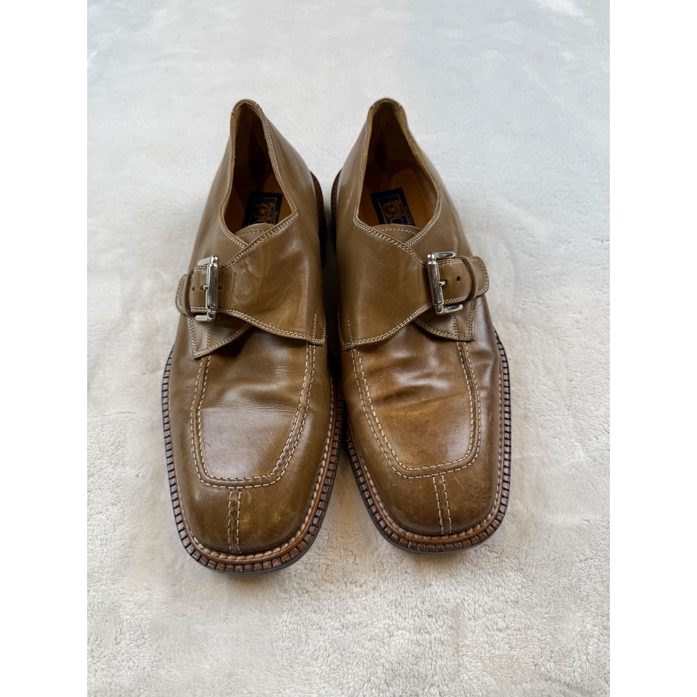 Caporicci Linea Blue Monk Strap Dress Shoes Leather Square Toe Made in Italy